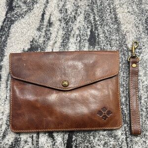 Patricia Nash Brown Leather Clutch with Wristlet